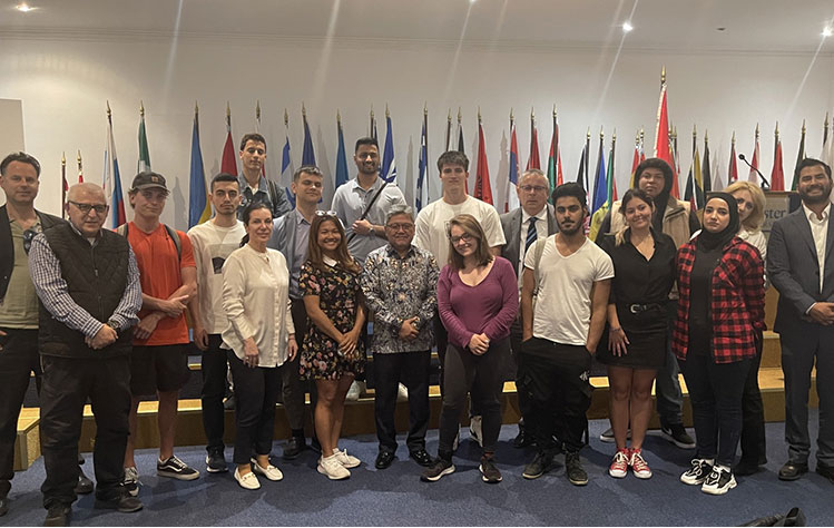 Webster Athens students with Ambassador of the Republic of Indonesia to Greece, H.E. Bebeb A.K. Nugraha Djundjunan in the Webster Athens' Cultural Center.