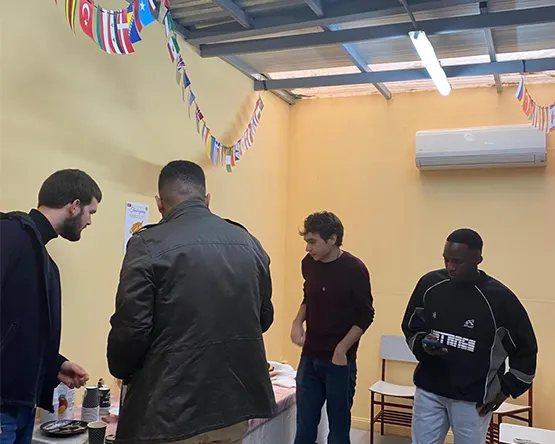 International students gather at the coffee hour event