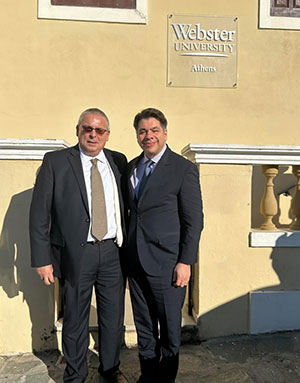 Botopoulos pictured with Tsunis outside of Webster University Athens.